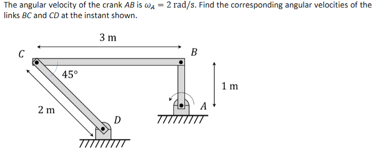 The Angular Velocity Of The Crank Ab Is Wa 2 Rad S Find The Corresponding Angular Velocities Of The Links Bc And Cd A 1