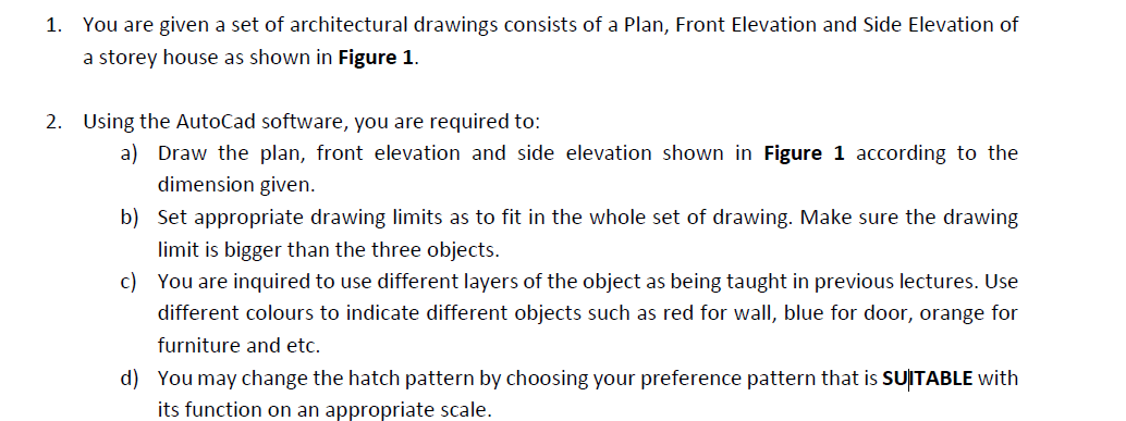 1 You Are Given A Set Of Architectural Drawings Consists Of A Plan Front Elevation And Side Elevation Of A Storey Hous 1