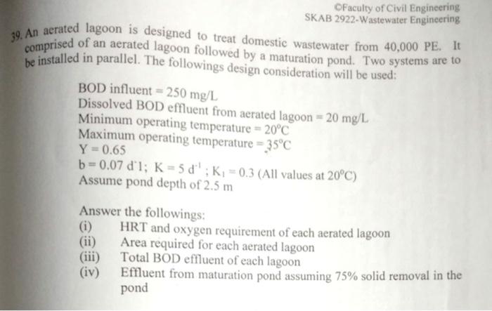 Subject Waste Water Engineering 1