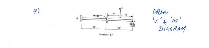 7 Hinge 10 Constant Ei 18k 10 Draw V T M Diagram 1