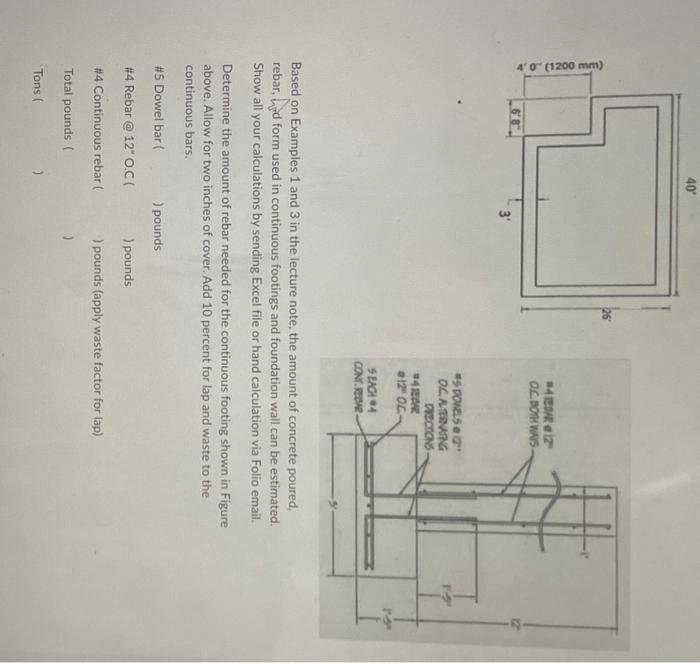 4 0 1200 Mm 6 8 40 4 Tedar 12 Oc Both Ways 5 Dowel Bar 4 Rebar 12 O C 4 Continuous Rebar Total Poun 1