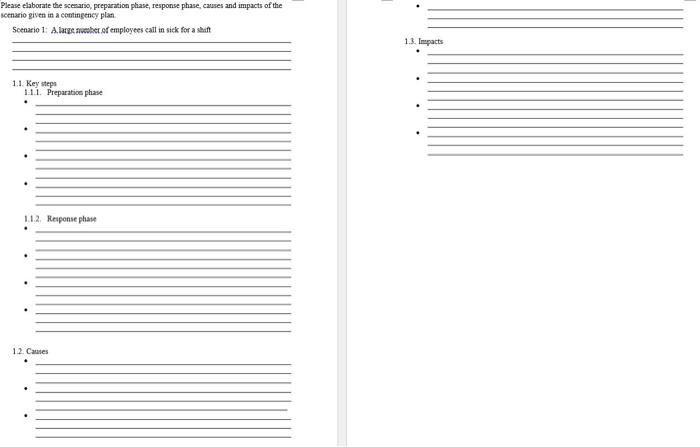 Please Elaborate The Scenario Preparation Phase Response Phase Causes And Impacts Of The Scenario Given In A Continge 1