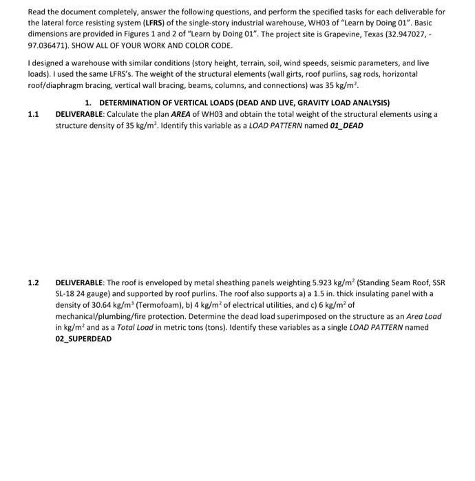 Read The Document Completely Answer The Following Questions And Perform The Specified Tasks For Each Deliverable For T 1