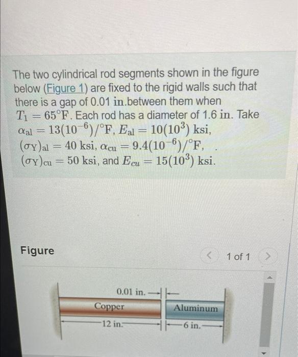 The Two Cylindrical Rod Segments Shown In The Figure Below Figure 1 Are Fixed To The Rigid Walls Such That There Is A 1