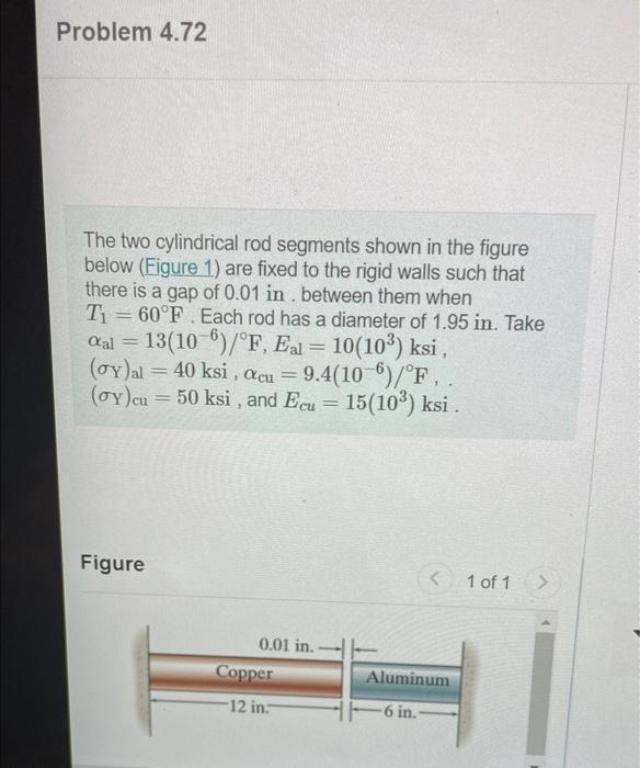 Problem 4 72 The Two Cylindrical Rod Segments Shown In The Figure Below Figure 1 Are Fixed To The Rigid Walls Such Tha 1