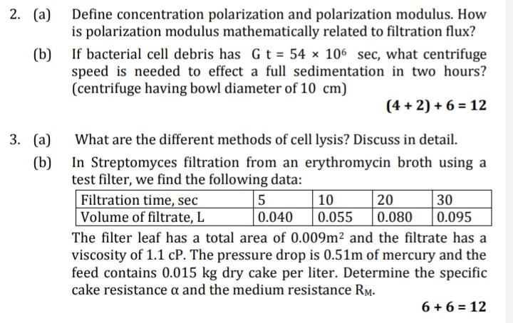 B Define Concentration Polarization And Polarization Modulus How Is Polarization Modulus Mathematically Related To Fi 1