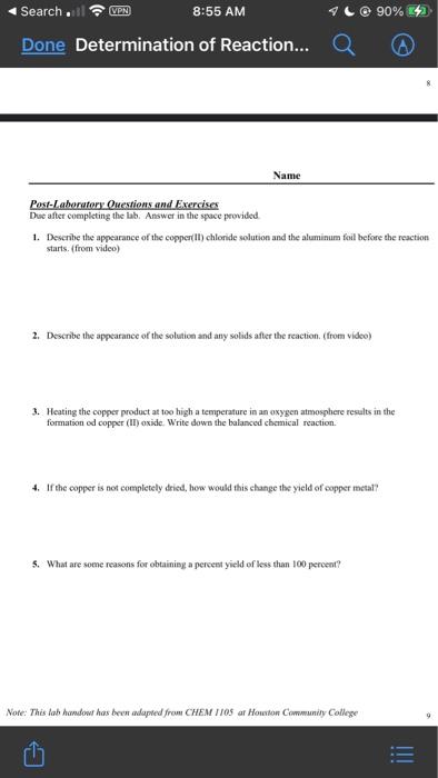 Experiment Determination Of Reaction Yield Introduction Stoichiometry Calculations Are About Calculating The Amounts O 9