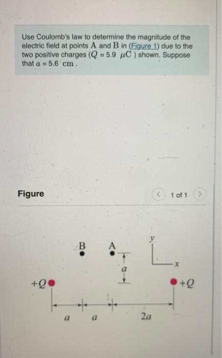 Use Coulomb S Law To Determine The Magnitude Of The Electric Field At Points A And B In Figure 1 Due To The Two Positi 1