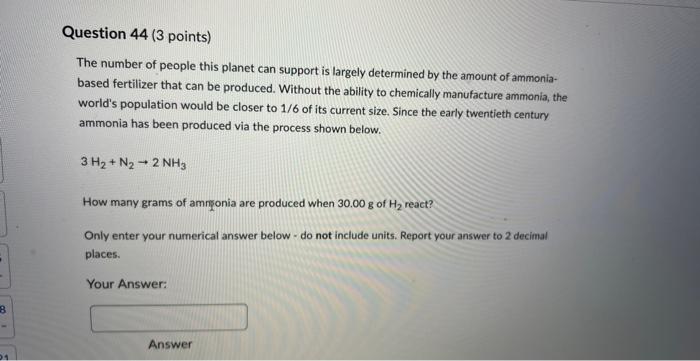 B 21 Question 44 3 Points The Number Of People This Planet Can Support Is Largely Determined By The Amount Of Ammoni 1