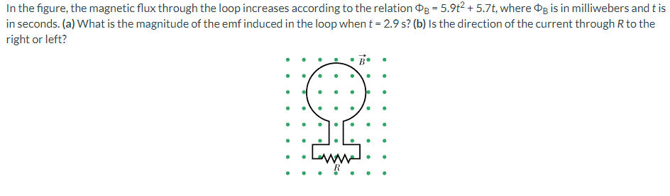 In The Figure The Magnetic Flux Through The Loop Increases According To The Relation 5 9t 5 7t Where Og Is In Mill 1