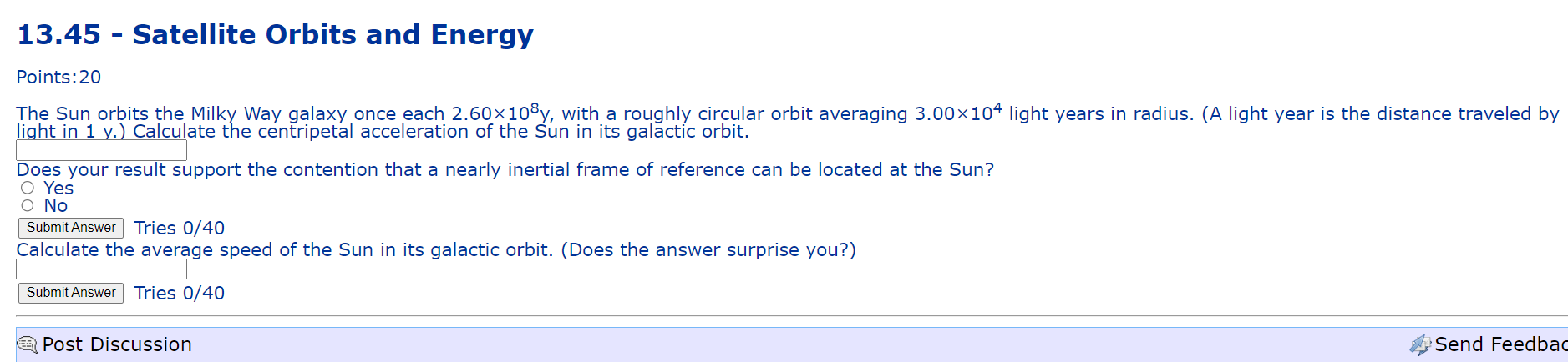 13 45 Satellite Orbits And Energy Points 20 The Sun Orbits The Milky Way Galaxy Once Each 2 60 108y With A Roughly Ci 1