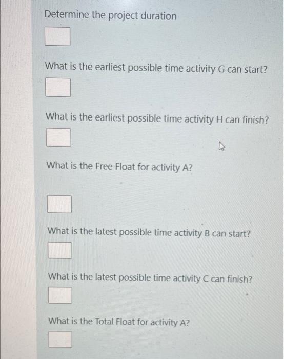 Time Left 0 27 19 For The Network And Activities Duration Shown Below Answer The Following Questions B Sf 4 E H Ff A Ss 3