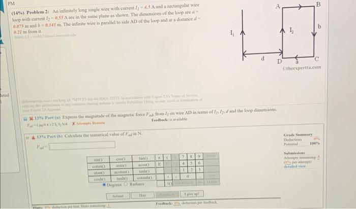 A Ment Status K Here For Ailed View Em Status Completed Partial 14 Problem 2 An Infinitely Long Single Wire With Cur 2
