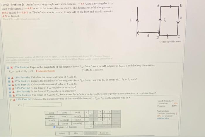 A Ment Status K Here For Ailed View Em Status Completed Partial 14 Problem 2 An Infinitely Long Single Wire With Cur 8