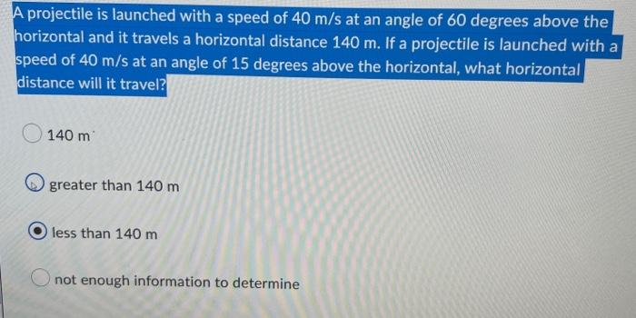 A Projectile Is Launched With A Speed Of 40 M S At An Angle Of 60 Degrees Above The Horizontal And It Travels A Horizont 1