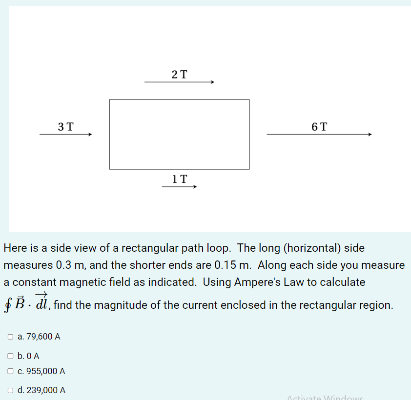 3 T A 79 600 A O B 0 A 2 T Here Is A Side View Of A Rectangular Path Loop The Long Horizontal Side Measures 0 3 M 1