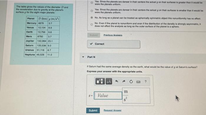 The Table Gives The Values Of The Diameter D And The Acceleration Due To Gravity At The Planet S Surface G For The Eight 1