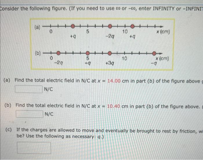 B Find The Total Electric Field In N C At X 10 40cm In Part B Of The Figure Above Include The Sign Of The Value In Yo 3