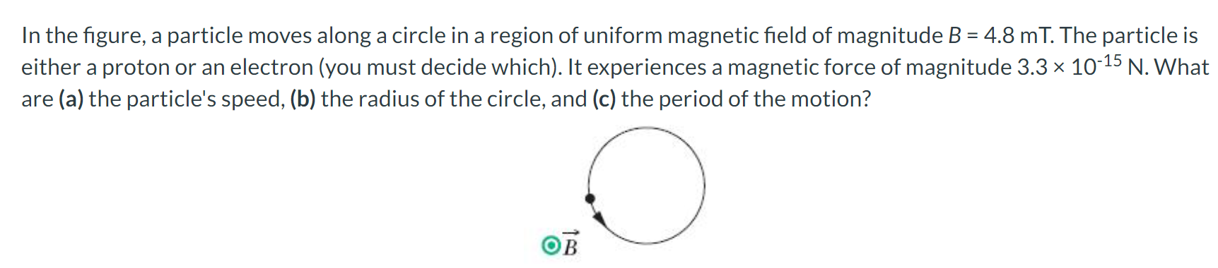 In The Figure A Particle Moves Along A Circle In A Region Of Uniform Magnetic Field Of Magnitude B 4 8 Mt The Partic 1