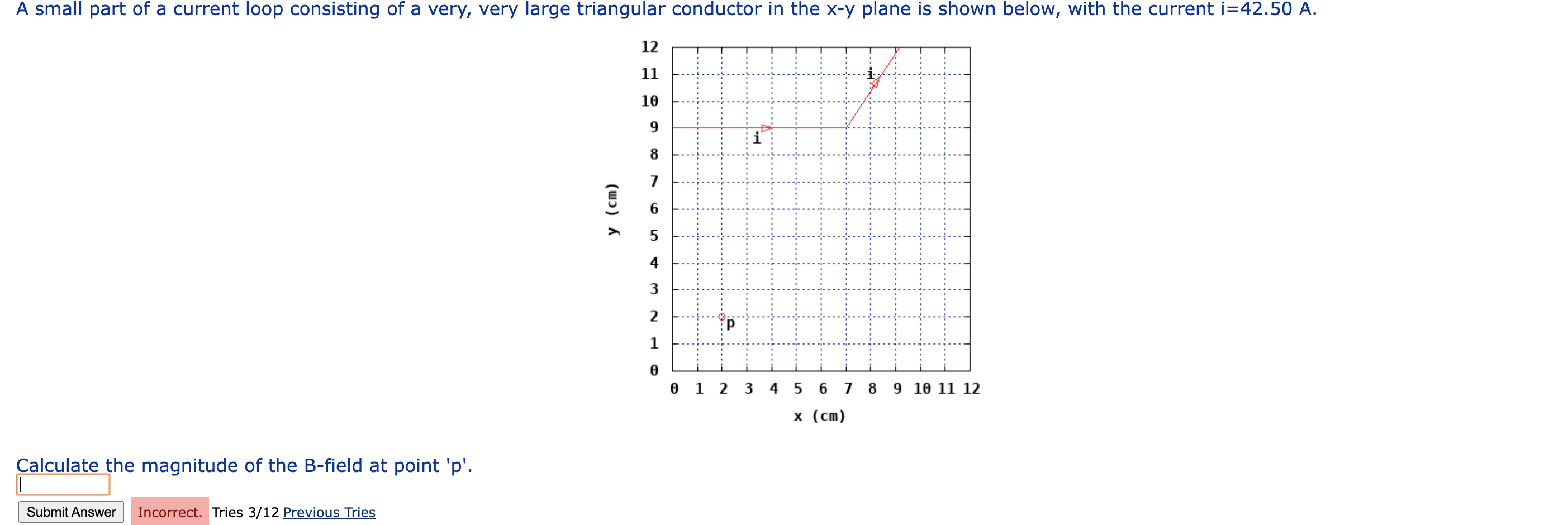A Small Part Of A Current Loop Consisting Of A Very Very Large Triangular Conductor In The X Y Plane Is Shown Below Wi 1