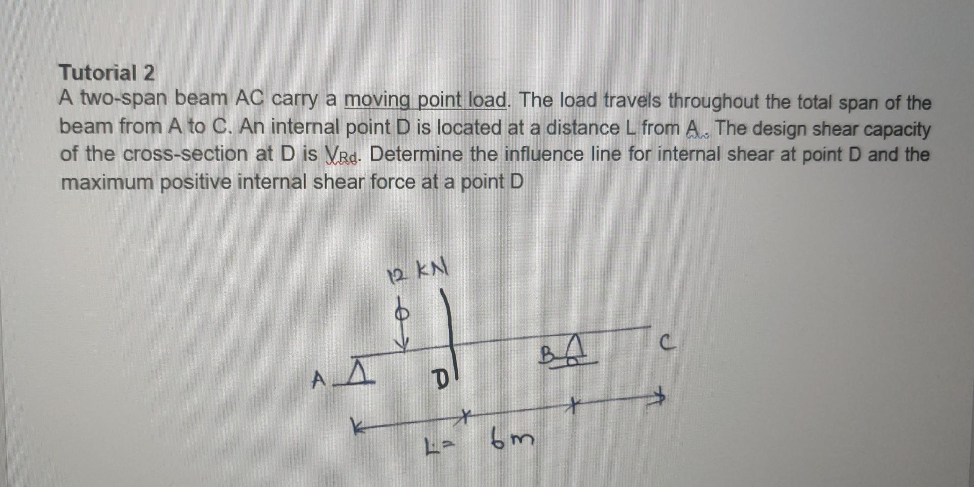 Tutorial 2 A Two Span Beam Ac Carry A Moving Point Load The Load Travels Throughout The Total Span Of The Beam From A T 1