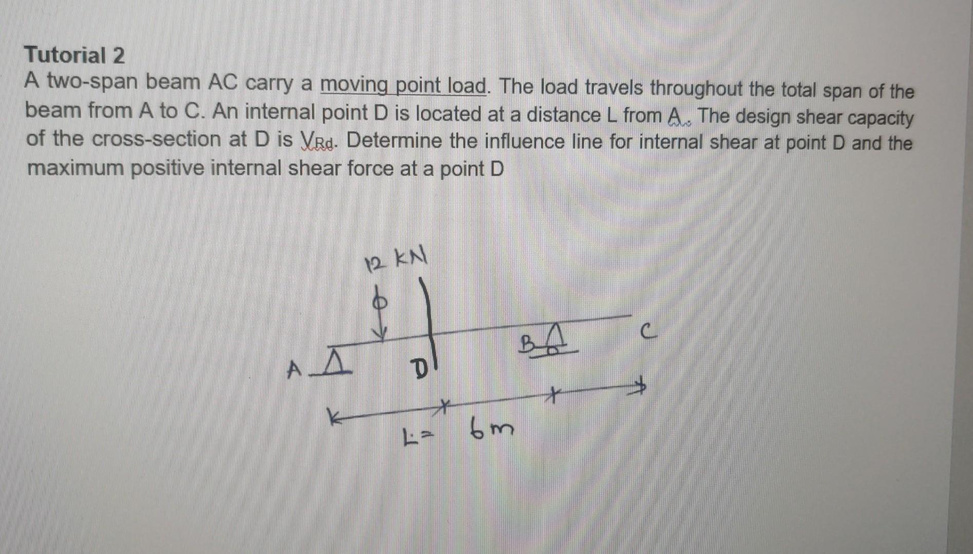 Tutorial 2 A Two Span Beam Ac Carry A Moving Point Load The Load Travels Throughout The Total Span Of The Beam From A T 2