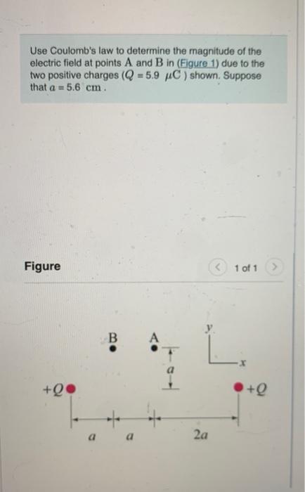 Use Coulomb S Law To Determine The Magnitude Of The Electric Field At Points A And B In Figure 1 Due To The Two Positi 1