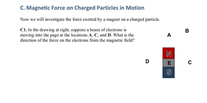 C Magnetic Force On Charged Particles In Motion Now We Will Investigate The Force Exerted By A Magnet On A Charged Part 1
