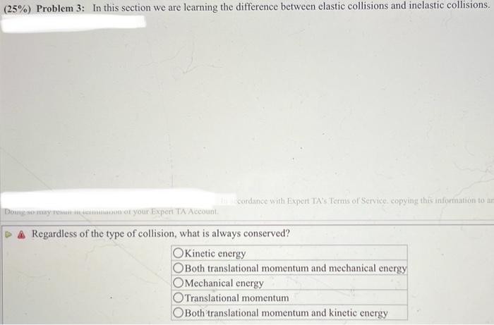25 Problem 3 In This Section We Are Learning The Difference Between Elastic Collisions And Inelastic Collisions Lic 1
