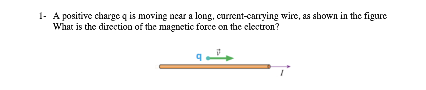 1 A Positive Charge Q Is Moving Near A Long Current Carrying Wire As Shown In The Figure What Is The Direction Of The 1