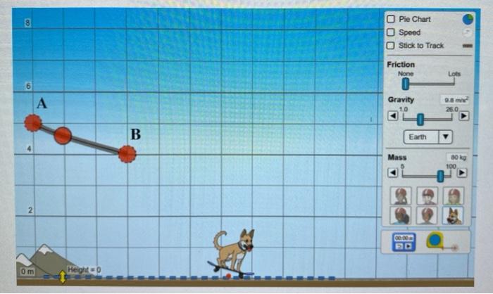 2 0m A Height 0 B Pie Chart Speed Stick To Track Friction None 0 Gravity 1 0 Mass 00 00 Earth Lots 9 5 M 26 0 80 Kg 100 1
