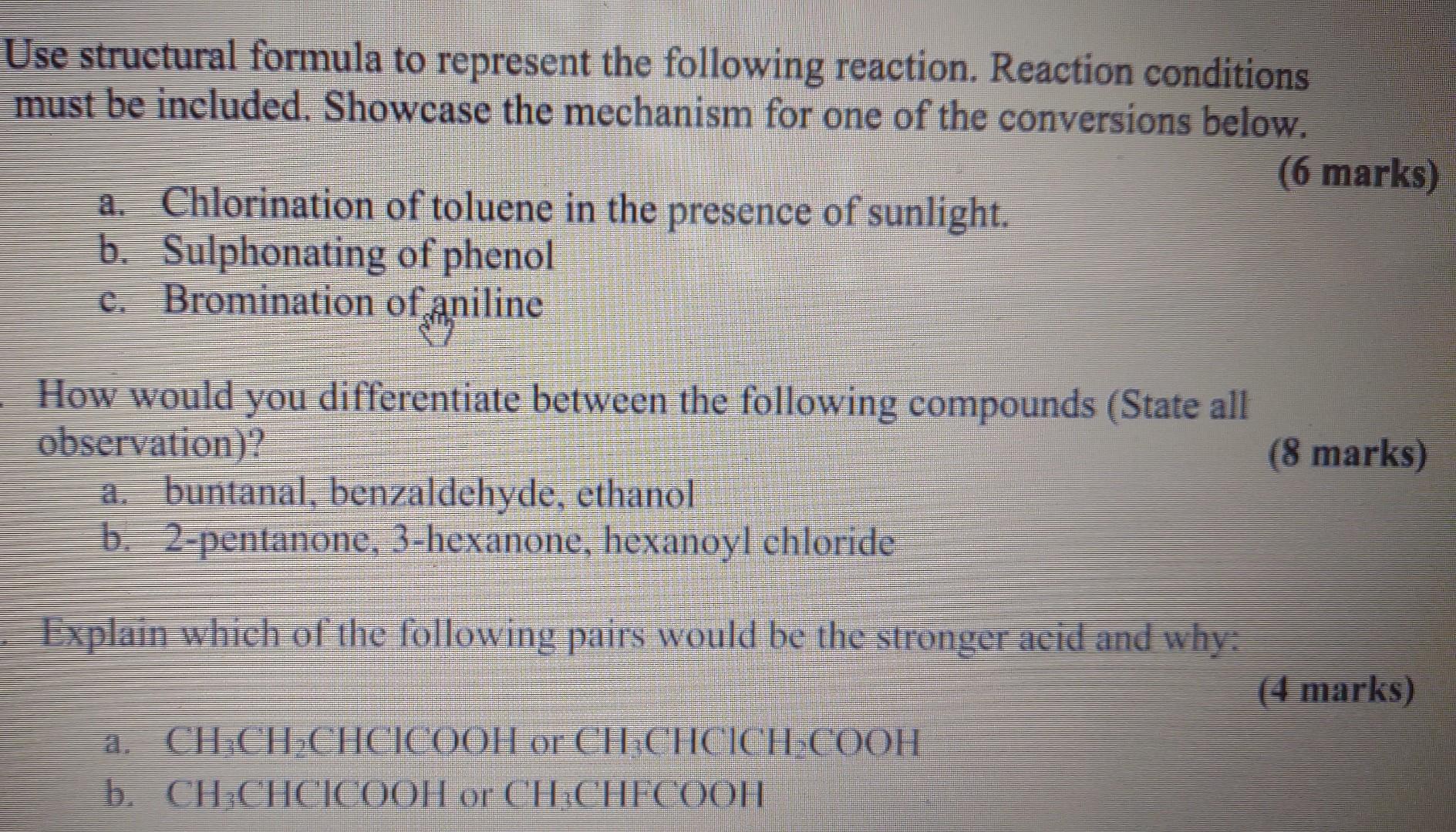Use Structural Formula To Represent The Following Reaction Reaction Conditions Must Be Included Showcase The Mechanism 1