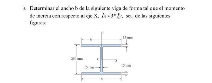 3 Determinar El Ancho B De La Siguiente Viga De Forma Tal Que El Momento De Inercia Con Respecto Al Eje X Ix 3 Iy 1