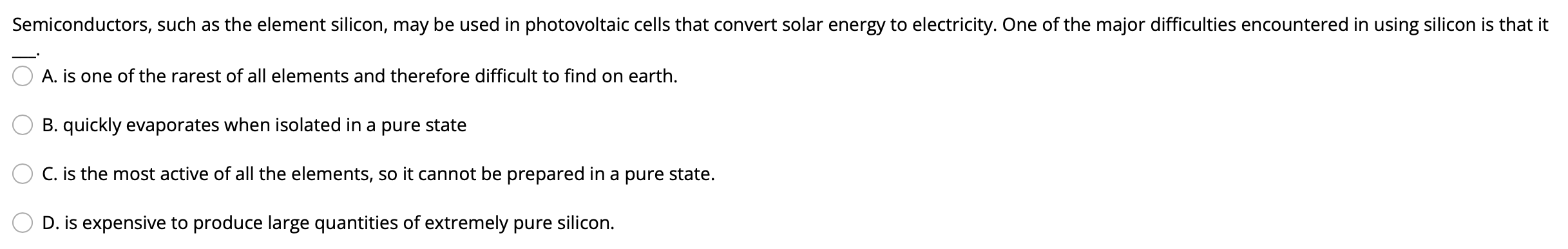 Semiconductors Such As The Element Silicon May Be Used In Photovoltaic Cells That Convert Solar Energy To Electricity 1