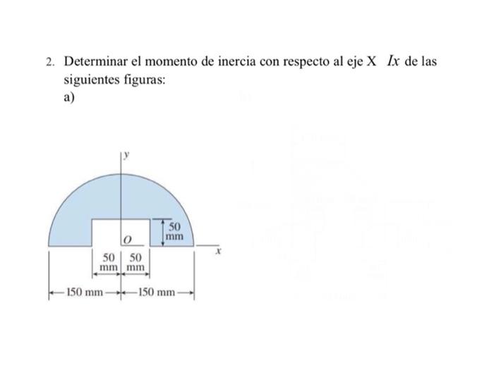 2 Determinar El Momento De Inercia Con Respecto Al Eje X Ix De Las Siguientes Figuras A 50 Mm 0 50 50 Mm Mm 150 Mm 1