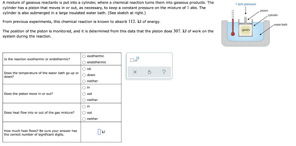 A Mixture Of Gaseous Reactants Is Put Into A Cylinder Where A Chemical Reaction Turns Them Into Gaseous Products The C 1