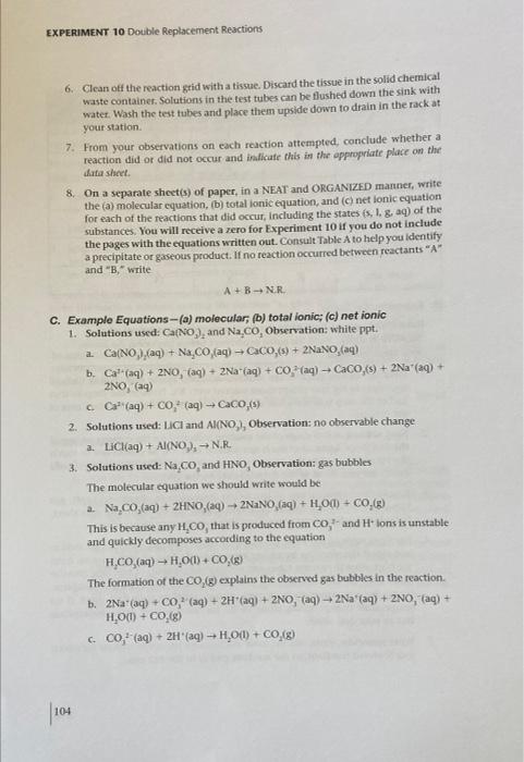 10 Experiment 140 120 100 1 400m Pyrex Double Replacement Reactions Objectives You Will Be Able To Predict Whether A 6