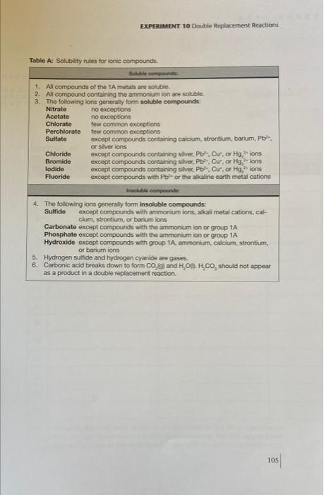 10 Experiment 140 120 100 1 400m Pyrex Double Replacement Reactions Objectives You Will Be Able To Predict Whether A 7
