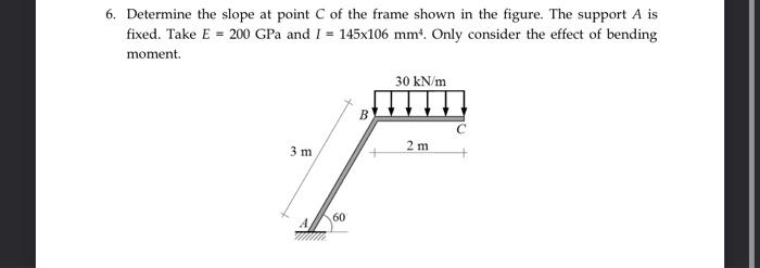 6 Determine The Slope At Point Of The Frame Shown In The Figure The Support A Is Fixed Take E 200 Gpa And I 145x1 1