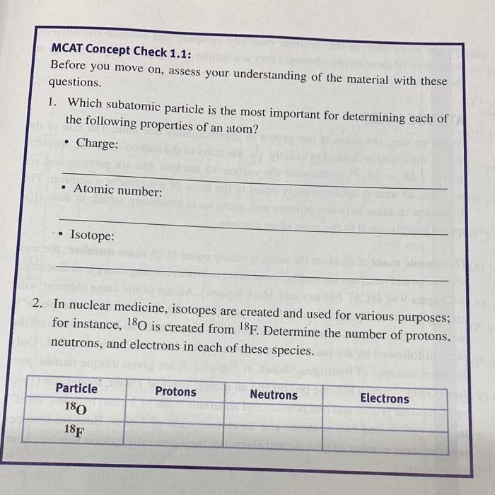 Mcat Concept Check 1 1 Before You Move On Assess Your Understanding Of The Material With These Questions 1 Which Sub 1