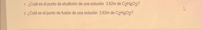 2 What Is The Melting Point Of A 3 62 M Solution Of C2h6o2 1