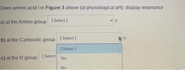 Does Amino Acid I In Figure 3 Above At Physiological Ph Display Resonance A At The Amino Group Select B At The Car 1