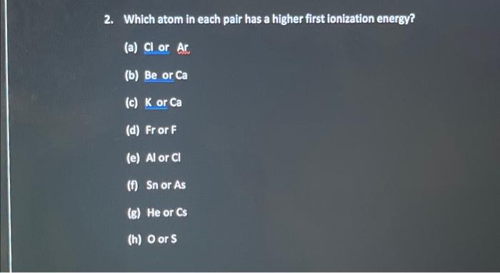 1 For Each Group Circle The Species With The Largest Radius B I T C Mg D Br E Se F Ca G Fe H S 1 2
