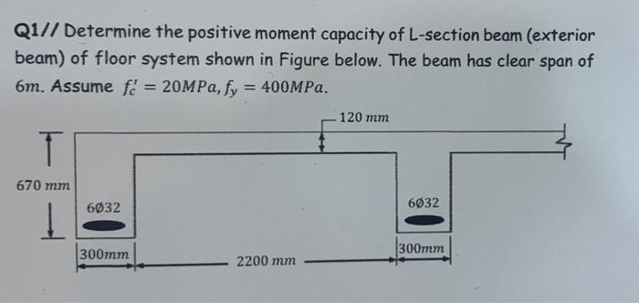 Qi Determine The Positive Moment Capacity Of L Section Beam Exterior Beam Of Floor System Shown In Figure Below The 1