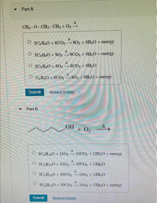 Part A Ch3 O Ch Ch3 C O2c3hso 6co2 490 8h O Energy O2c3hso 90 6co2 8h O Energy O2c3h8o 902 46co 8h 0 Oc H O 1