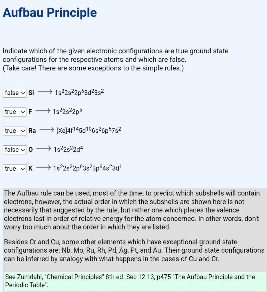 Aufbau Principle Indicate Which Of The Given Electronic Configurations Are True Ground State Configurations For The Resp 1