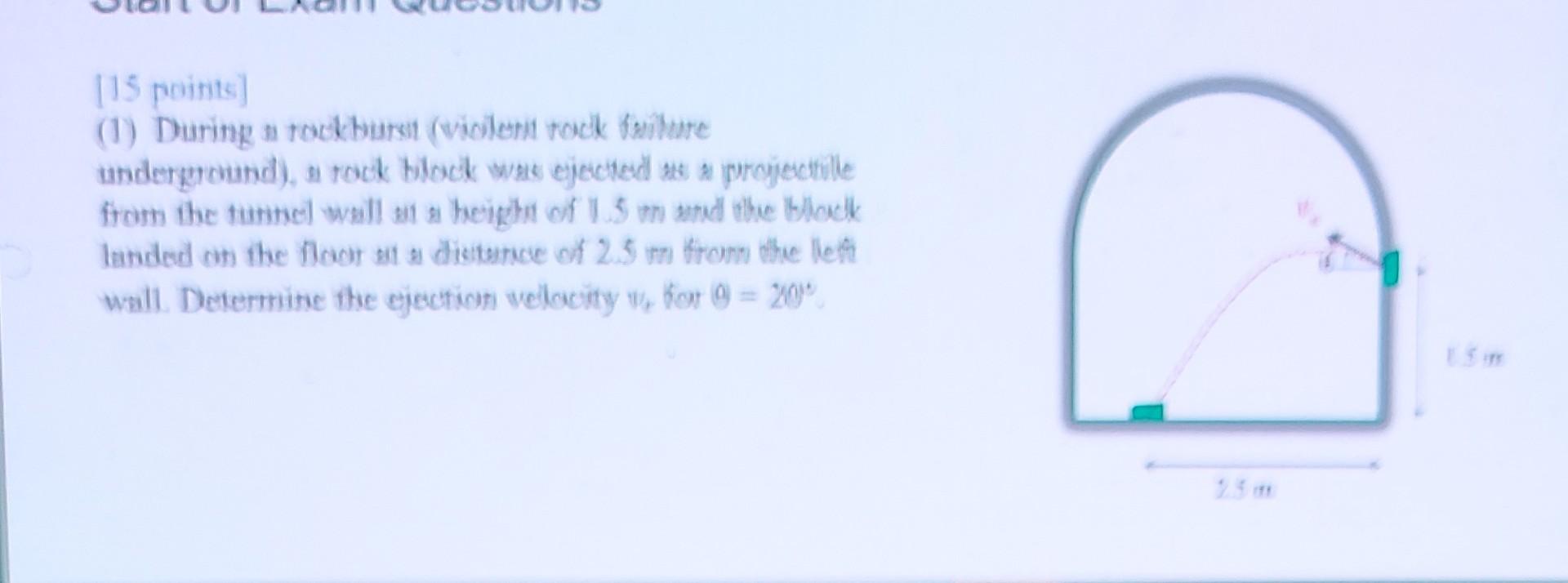 115 Points 1 During A Rockburst Violent Rock Failure Tunderground A Rock Block Was Ejected As A Projectille From Th 1