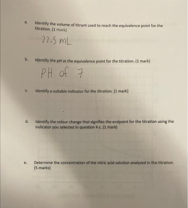3 Explain The Significance Of Each Point Or Region In The Following Titration Curve 5 Marks A C B 17 5 Ml D B E Ph 3