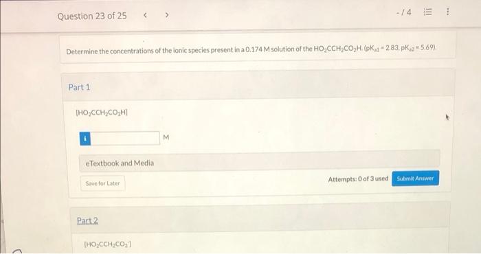 Question 24 Of 25 View Policies Current Attempt In Progress Determine The Concentrations Of The Following Ionic Spec 4