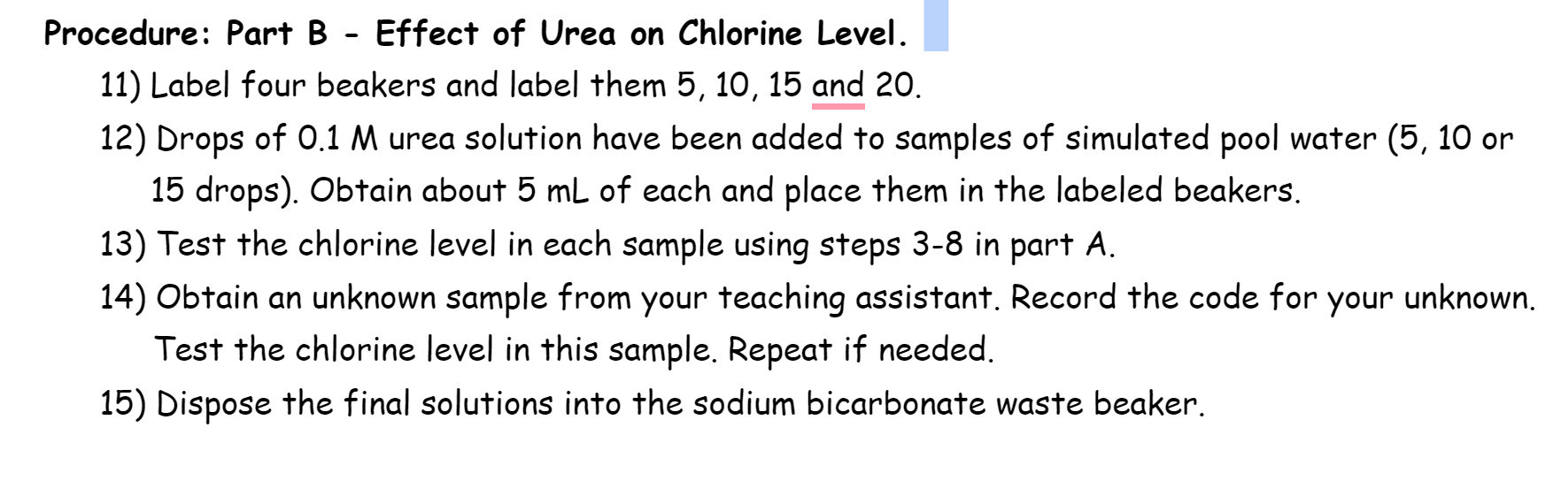 Procedure Part A Measuring Chlorine Levels 1 Place Four Test Tubes In A Test Tube Rack And Label Them 1 4 2 Plac 2
